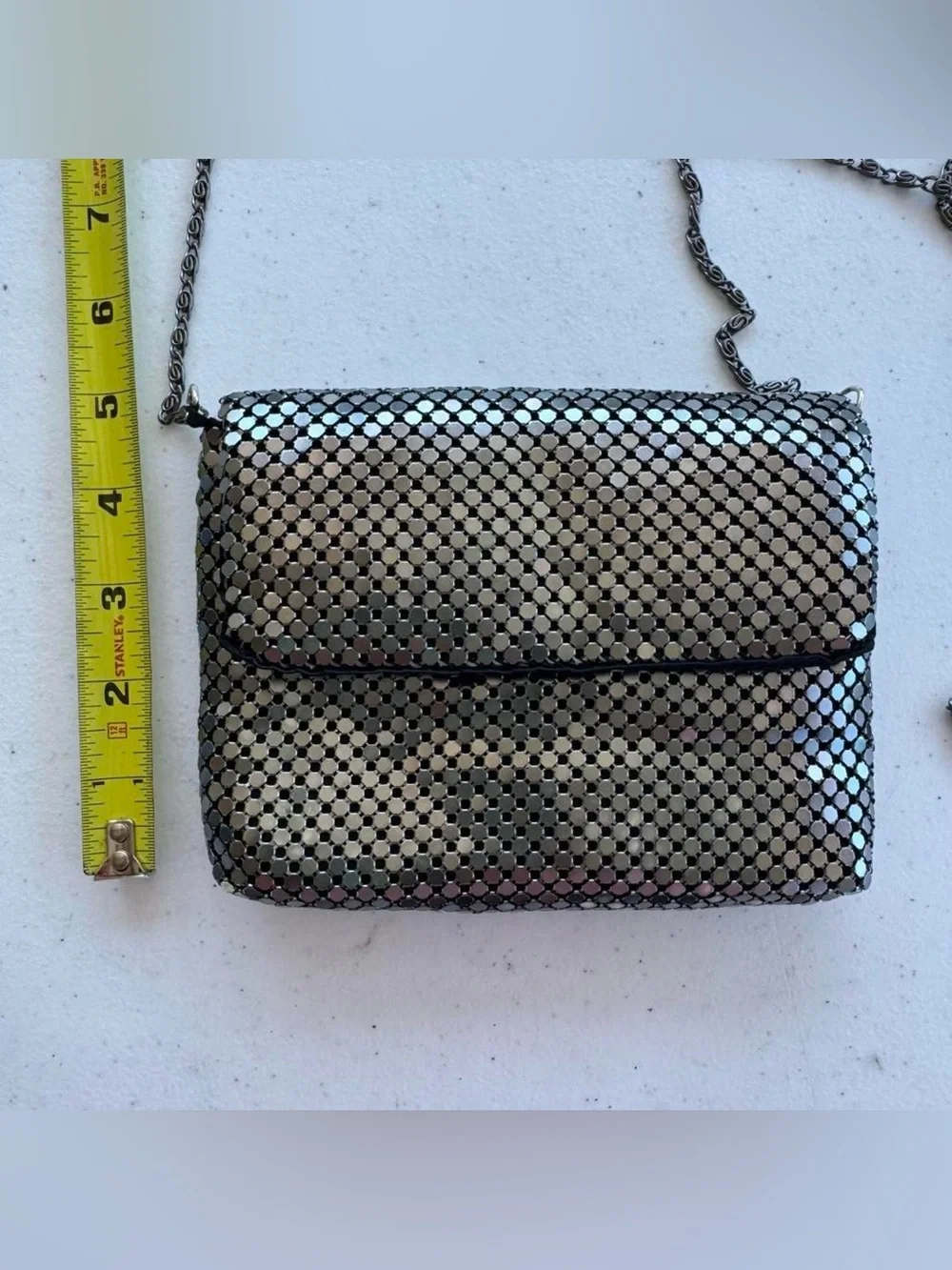 Silver Chainmail Formal Clutch Evening Bag Crossbody Strap Wedding Purse